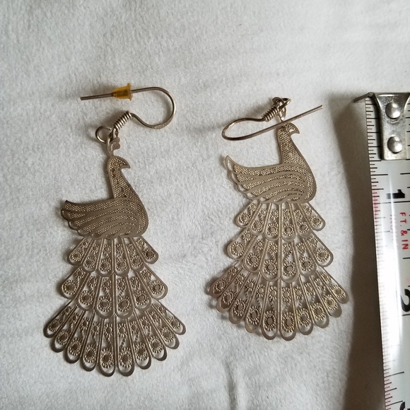 Unique Peacock Earrings in SS - Picture 2 of 3